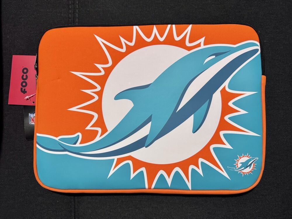 Miami Dolphins Foco Brand Zippered 15 x 11 Laptop Sleeve- NWT